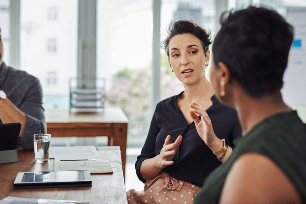 woman talking in a meeting