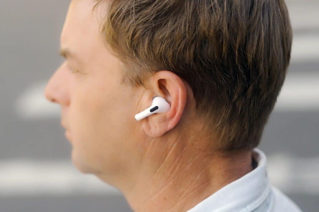 man wearing airpods