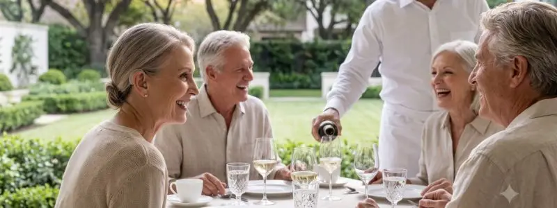 friends laughing around a table